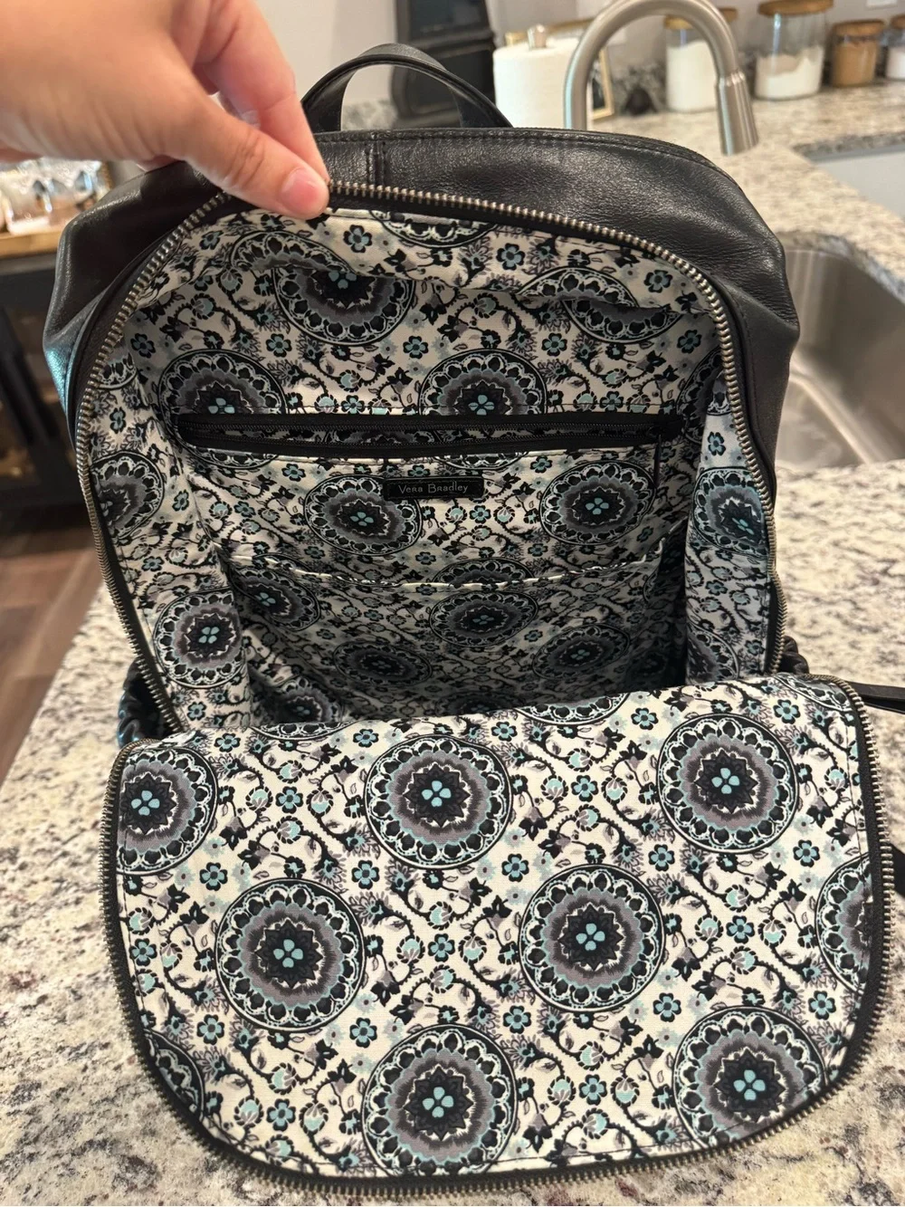 Vera Bradley Genuine Leather Carryall Backpack – Black